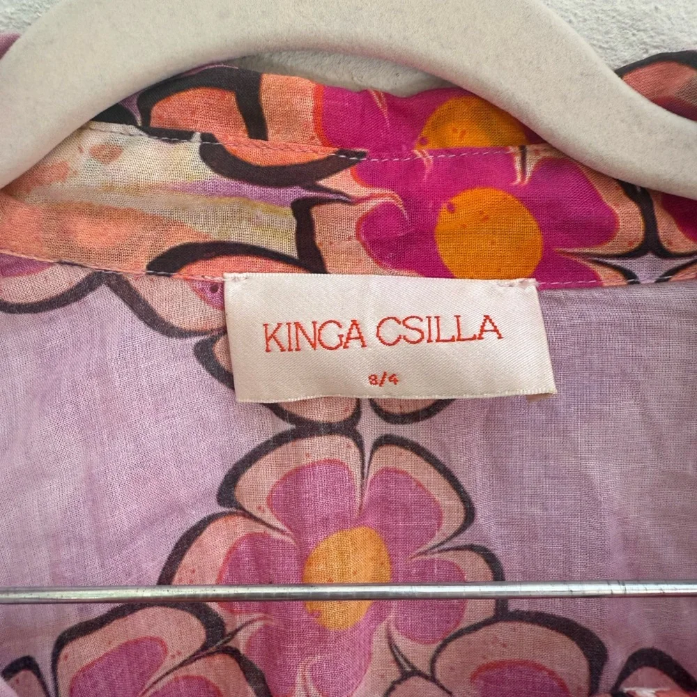 Free People Kinga Csilla Anuenue Lae Boyfriend Pink Rose Floral Shirt - Picture 4 of 7